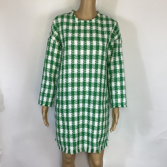 Tuckernuck Georgette Dress Emerald Green Plaid M - Picture 1 of 7